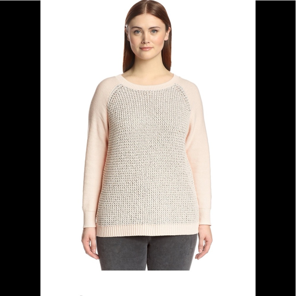 NYDJ Pixie Pink & Silver Shimmer Sweater-Plus Size - Picture 3 of 9